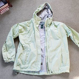 LL Bean Women's Large Rain jacket, light green melon color, used, good condition